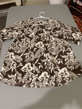 White Stag Brown & Cream Floral Button-Front Shirt